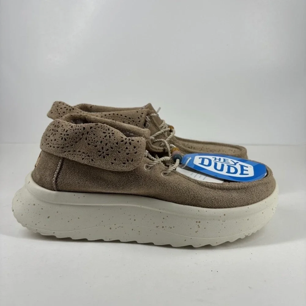 Hey Dude Wendy Peak Fold Boot Suede‎ Women's US 9 Brown Moc Toe Platform Booties
